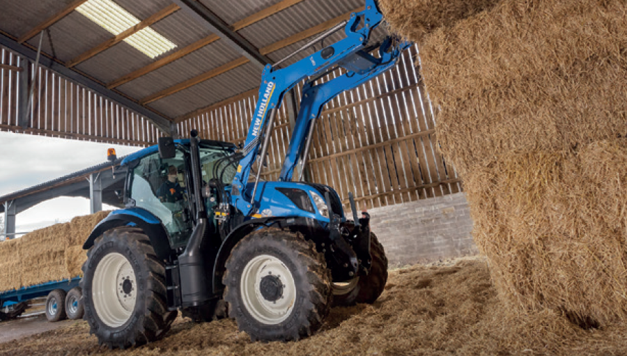 tractor and bale of hay