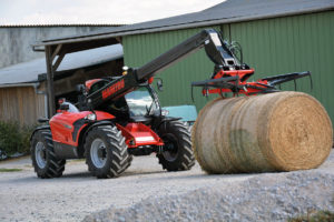 tractor and hay bale