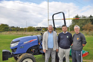 farmers and blue tractor