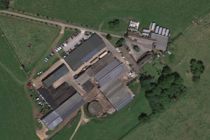 Aerial view of Marshfield Ice Cream factory showing the solar panel installation