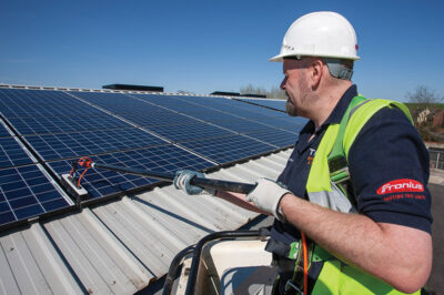 Specialist cleaning of solar PV panels is one of the services offered by T H WHITE