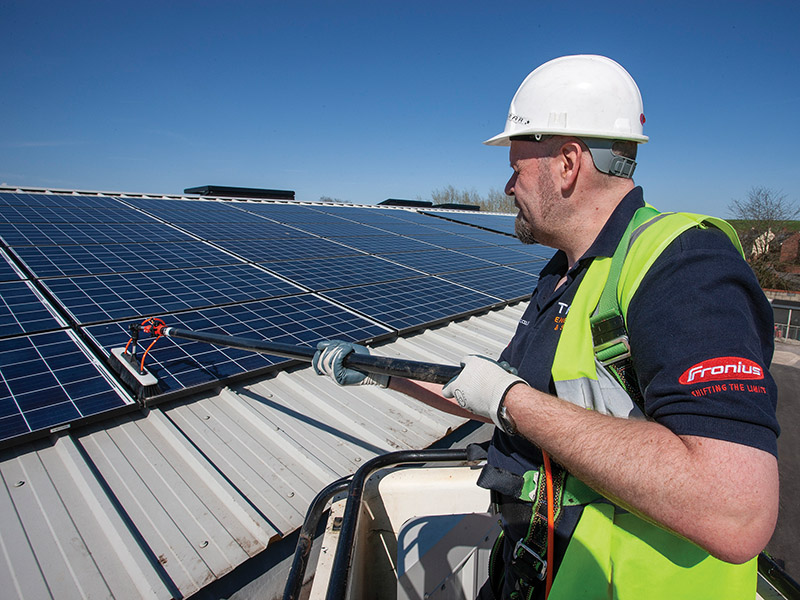 Specialist cleaning of solar PV panels is one of the services offered by T H WHITE