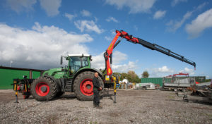Owner Mark Davis with new Palfinger crane on Tractor