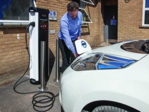 Recharging Nissan Electric Vehicle