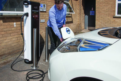 Recharging Nissan Electric Vehicle