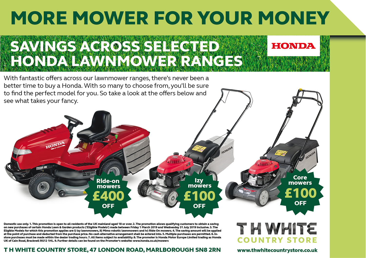 HUGE SAVINGS ON HONDA LAWNMOWERS