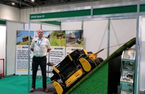 Area Sales Manager Stuart Winwood with the Spider stand at 2019 Safety & Health Expo