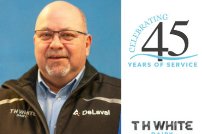 Congratulating Paul Derrick on 45 years service