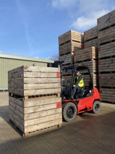 Manitou forklift loading pallets