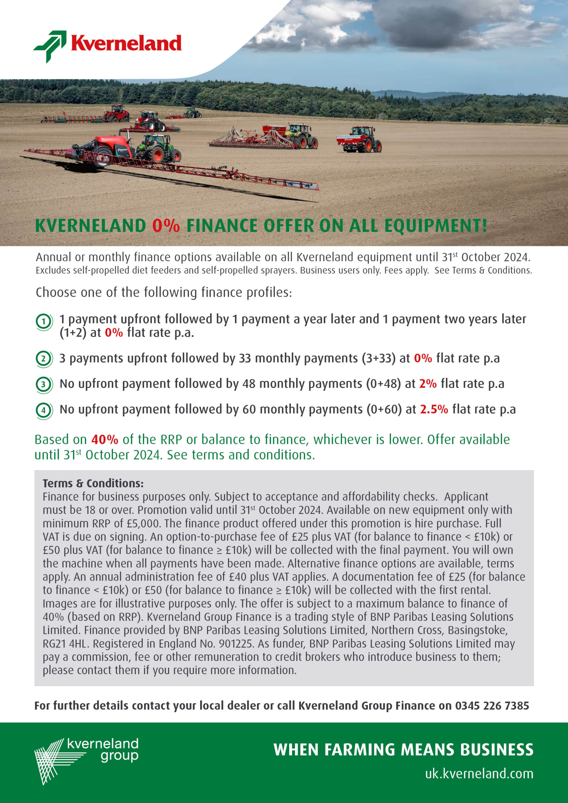 Kverneland 0% Finance on all equipment!
