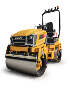 SANY STR27C Tandem Roller working on asphalt, available from T H WHITE Construction.